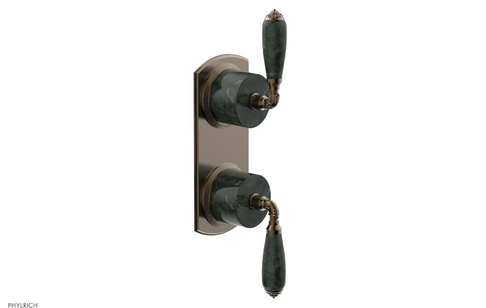 Phylrich VALENCIA Thermostatic Valve with Volume Control or Diverter, Green Marble Lever Handles by Phylrich
