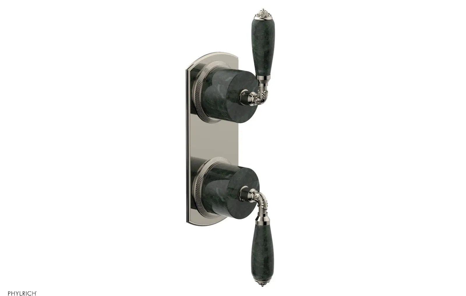 Phylrich VALENCIA Thermostatic Valve with Volume Control or Diverter, Green Marble Lever Handles by Phylrich