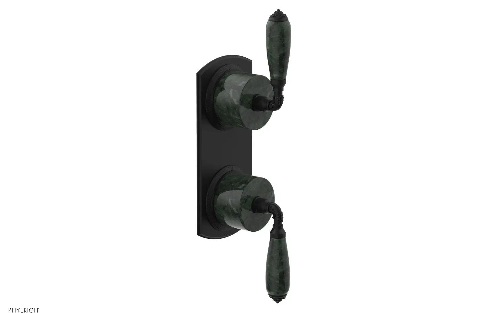 Phylrich VALENCIA Thermostatic Valve with Volume Control or Diverter, Green Marble Lever Handles by Phylrich
