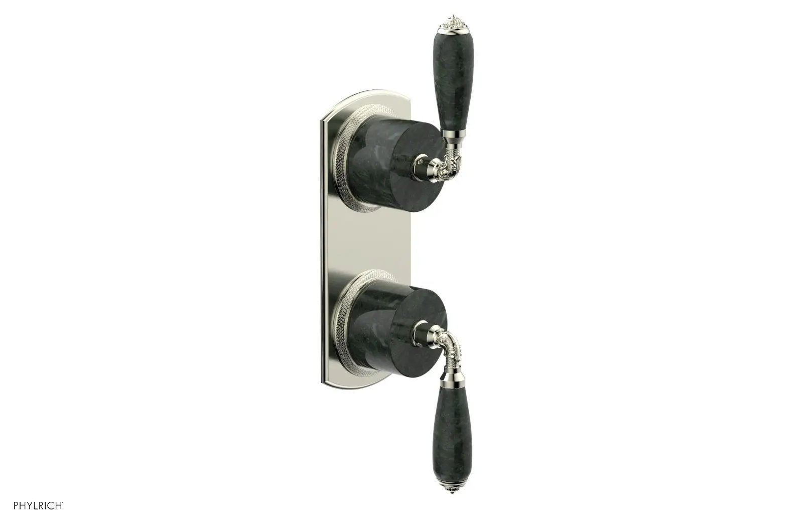 Phylrich VALENCIA Thermostatic Valve with Volume Control or Diverter, Green Marble Lever Handles by Phylrich