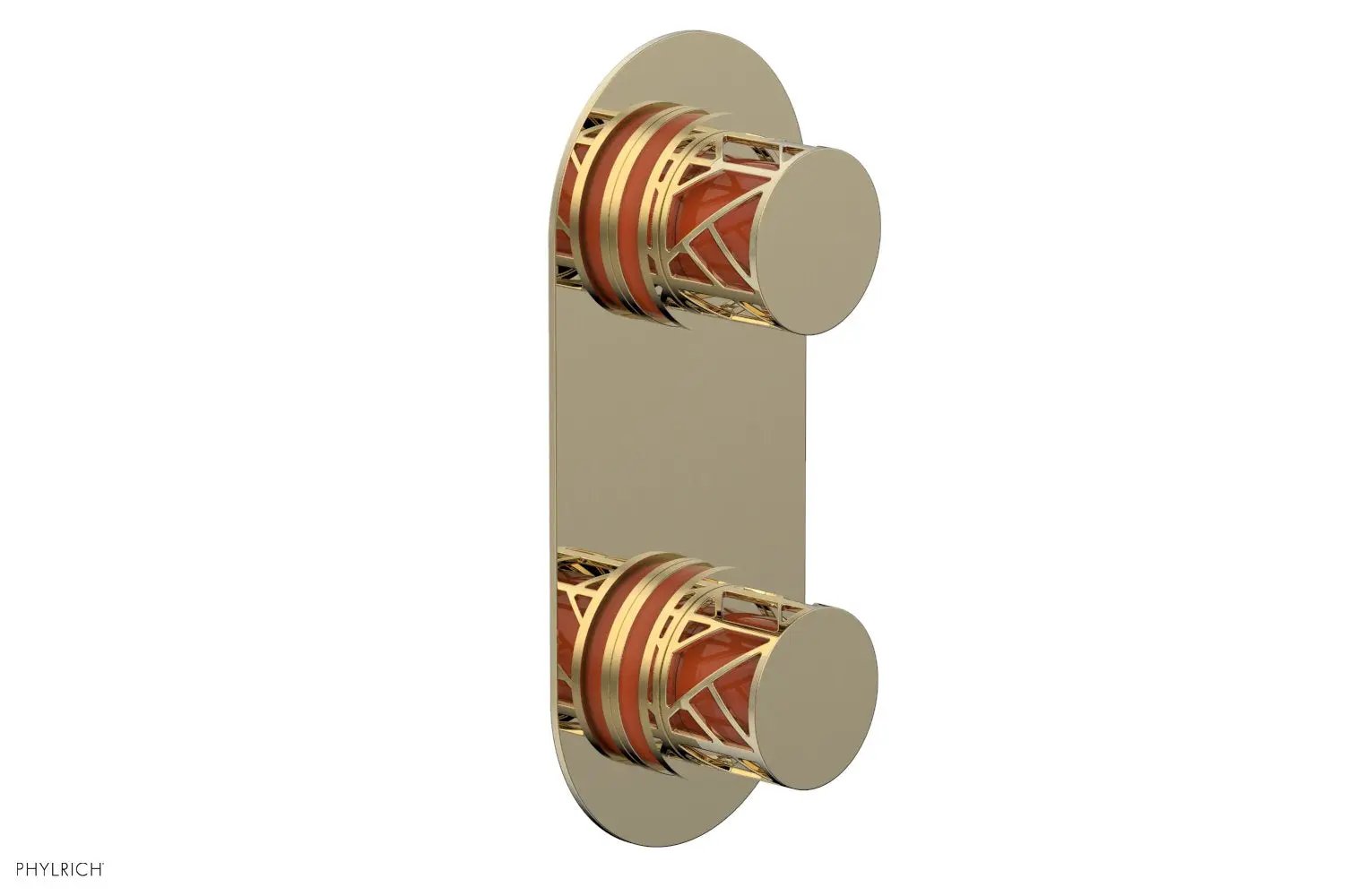Phylrich JOLIE Thermostatic Valve with Volume Control or Diverter with "Orange" Accents by Phylrich