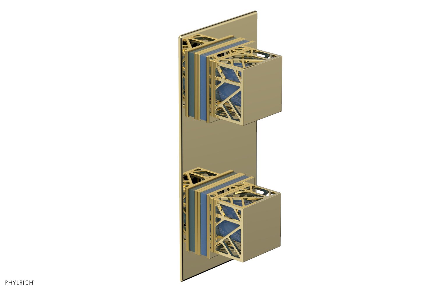 Phylrich JOLIE Thermostatic Valve with Volume Control or Diverter with "Light Blue" Accents