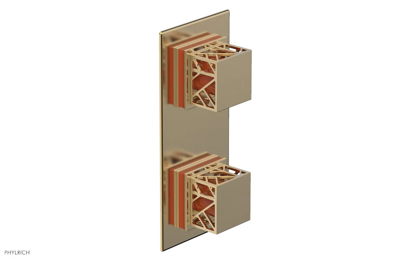 Phylrich JOLIE Thermostatic Valve with Volume Control or Diverter with "Orange" Accents by Phylrich