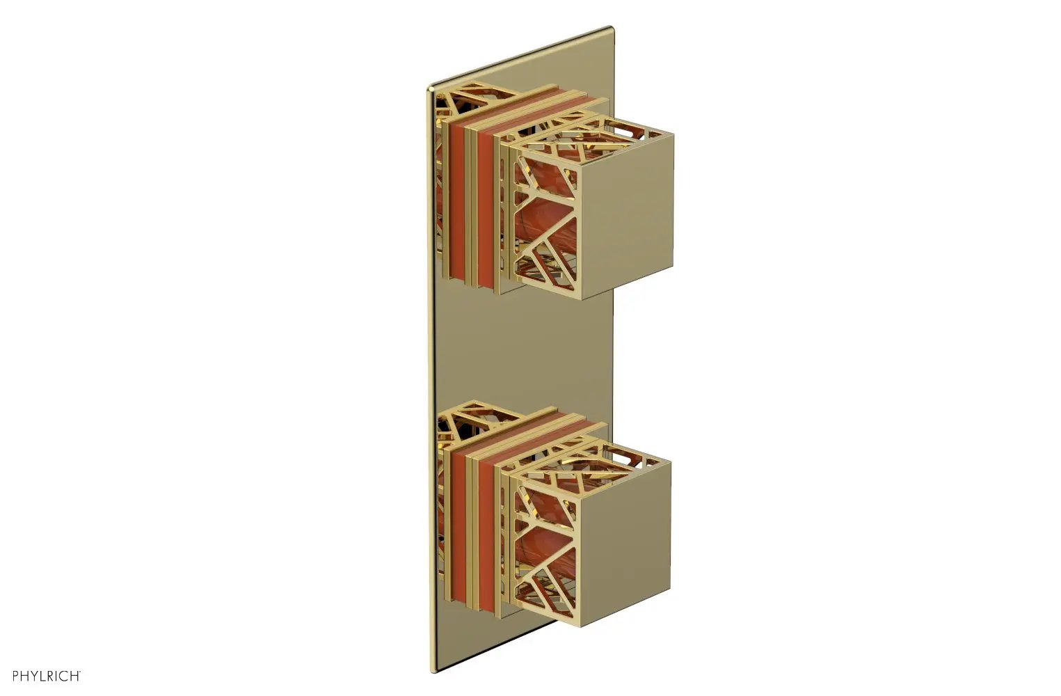 Phylrich JOLIE Thermostatic Valve with Volume Control or Diverter with "Orange" Accents by Phylrich