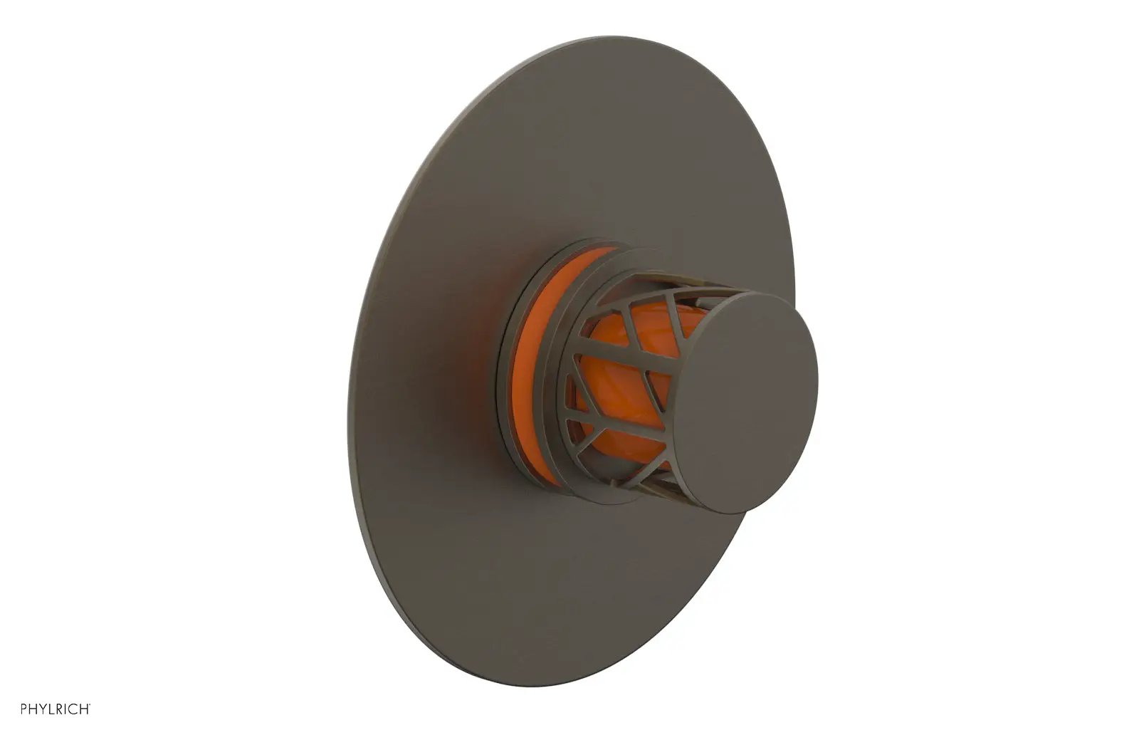 Phylrich JOLIE Thermostatic Shower Trim, Round Handle with "Orange" Accents by Phylrich