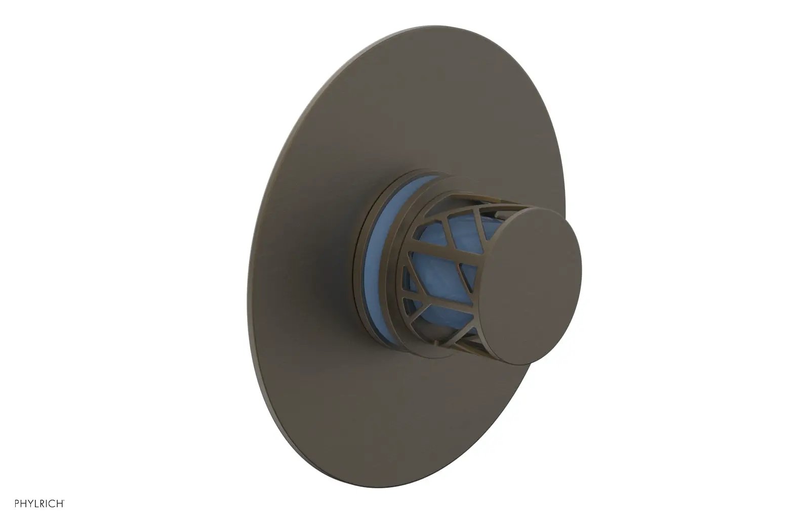 Phylrich JOLIE Thermostatic Shower Trim, Round Handle with "Light Blue" Accents by Phylrich