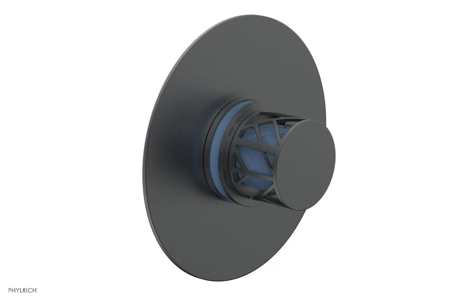 Phylrich JOLIE Pressure Balance Shower Plate & Handle Trim, Round Handle with "Light Blue" Accents by Phylrich