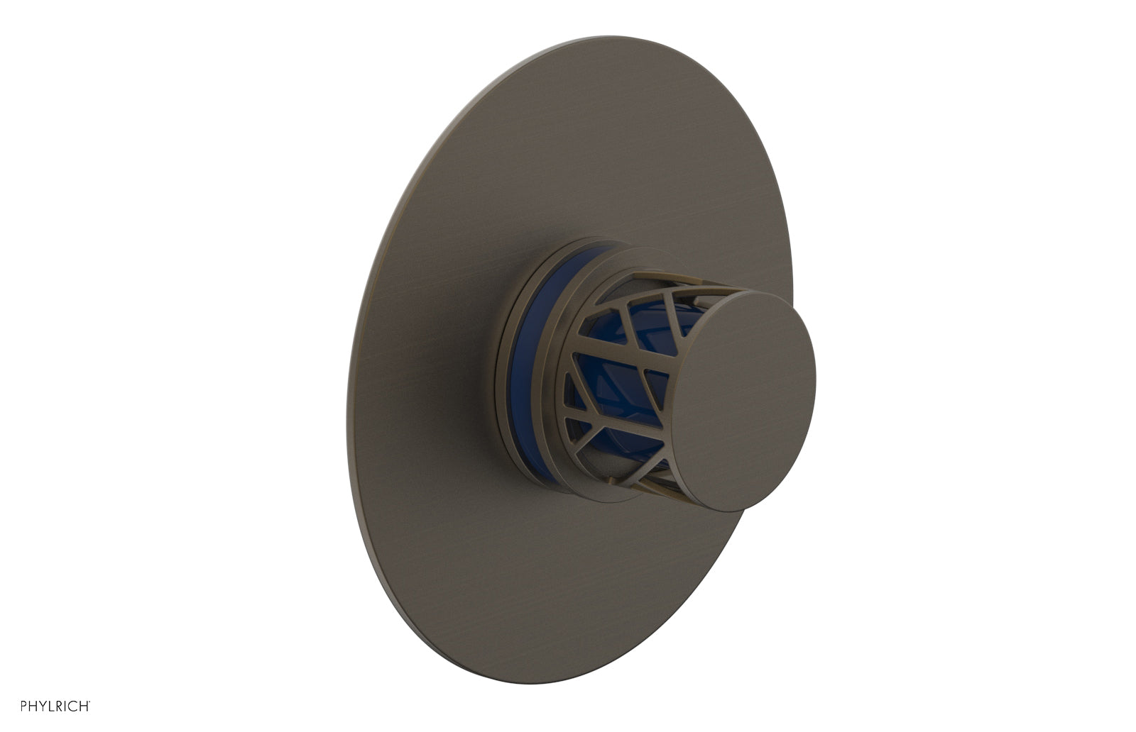 Phylrich JOLIE Thermostatic Shower Trim, Round Handle with "Navy Blue" Accents