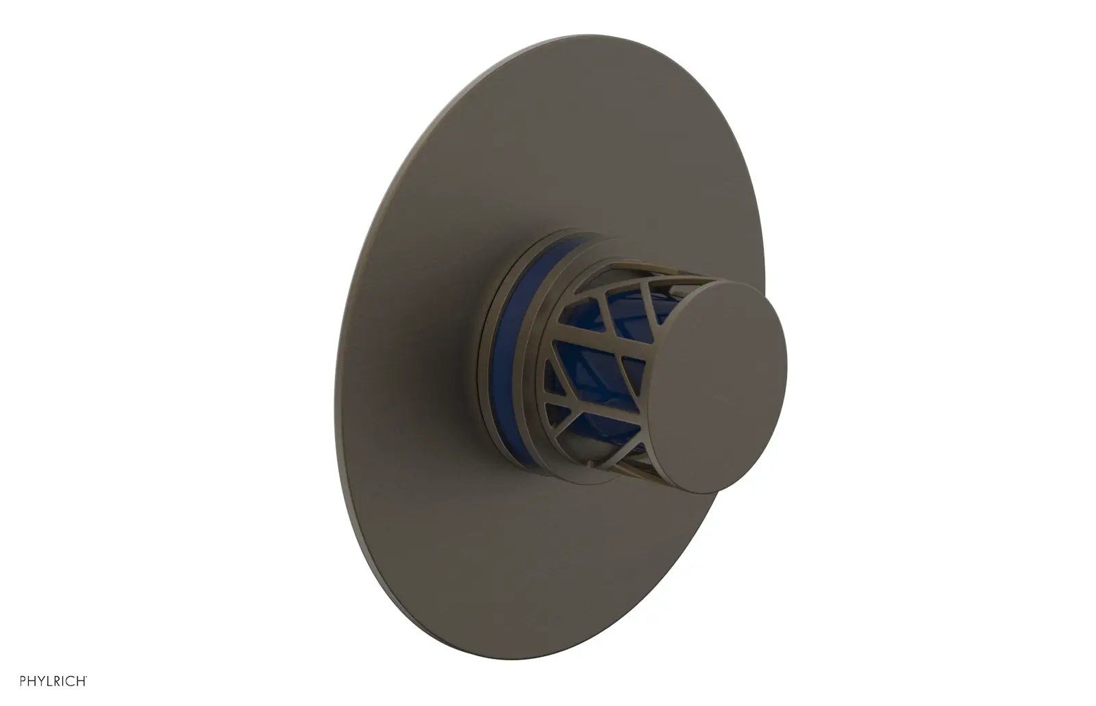 Phylrich JOLIE Pressure Balance Shower Plate & Handle Trim, Round Handle with "Navy Blue" Accents by Phylrich