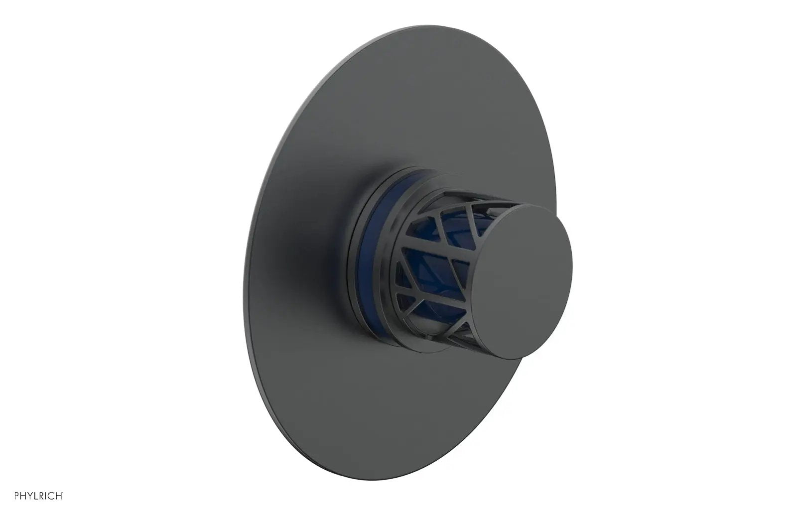 Phylrich JOLIE Pressure Balance Shower Plate & Handle Trim, Round Handle with "Navy Blue" Accents by Phylrich