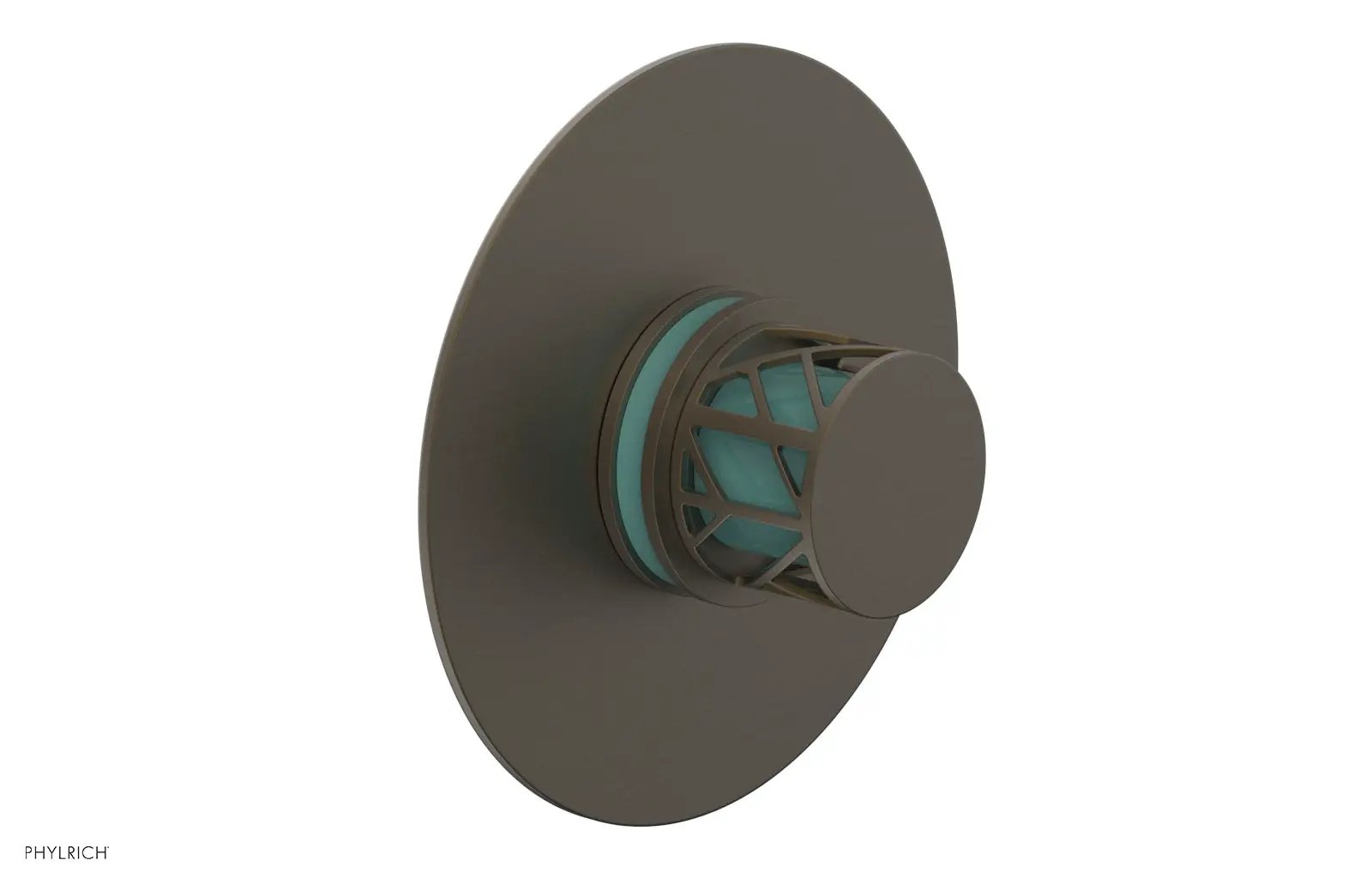 Phylrich JOLIE Pressure Balance Shower Plate & Handle Trim, Round Handle with "Turquoise" Accents by Phylrich