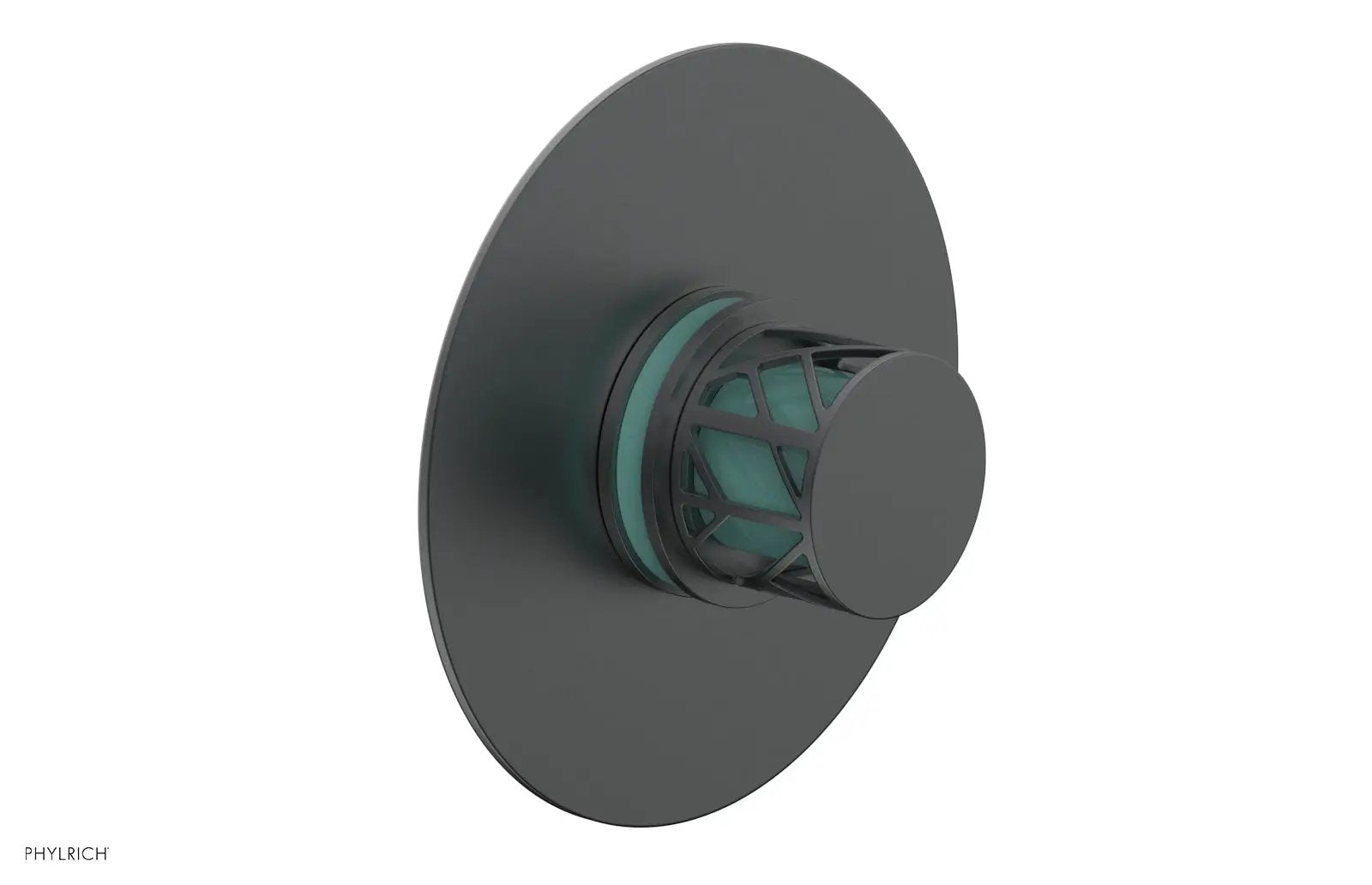 Phylrich JOLIE Thermostatic Shower Trim, Round Handle with "Turquoise" Accents by Phylrich