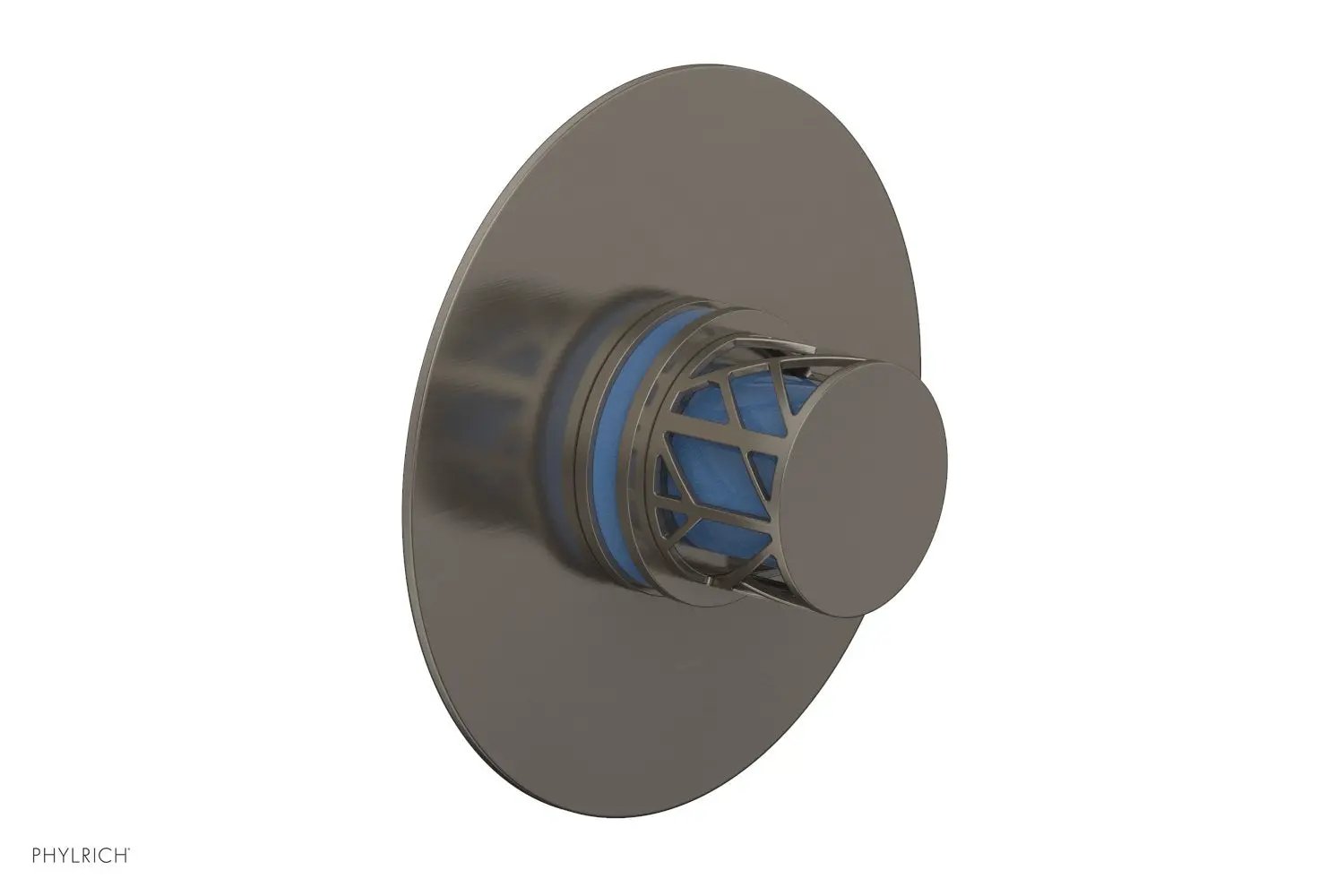 Phylrich JOLIE Pressure Balance Shower Plate & Handle Trim, Round Handle with "Light Blue" Accents by Phylrich
