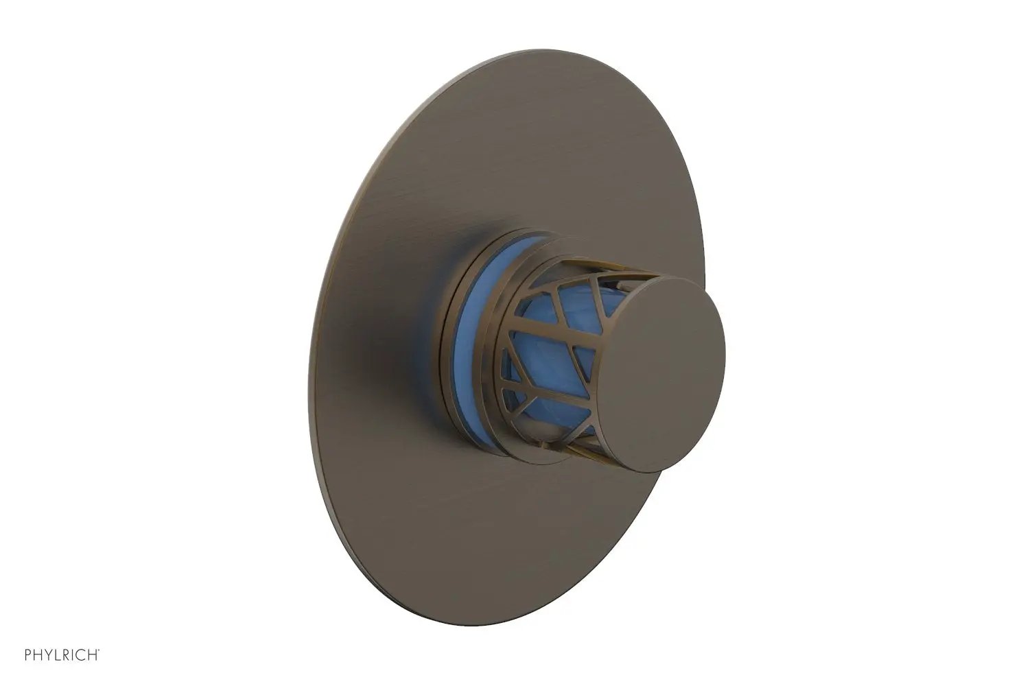 Phylrich JOLIE Thermostatic Shower Trim, Round Handle with "Light Blue" Accents by Phylrich