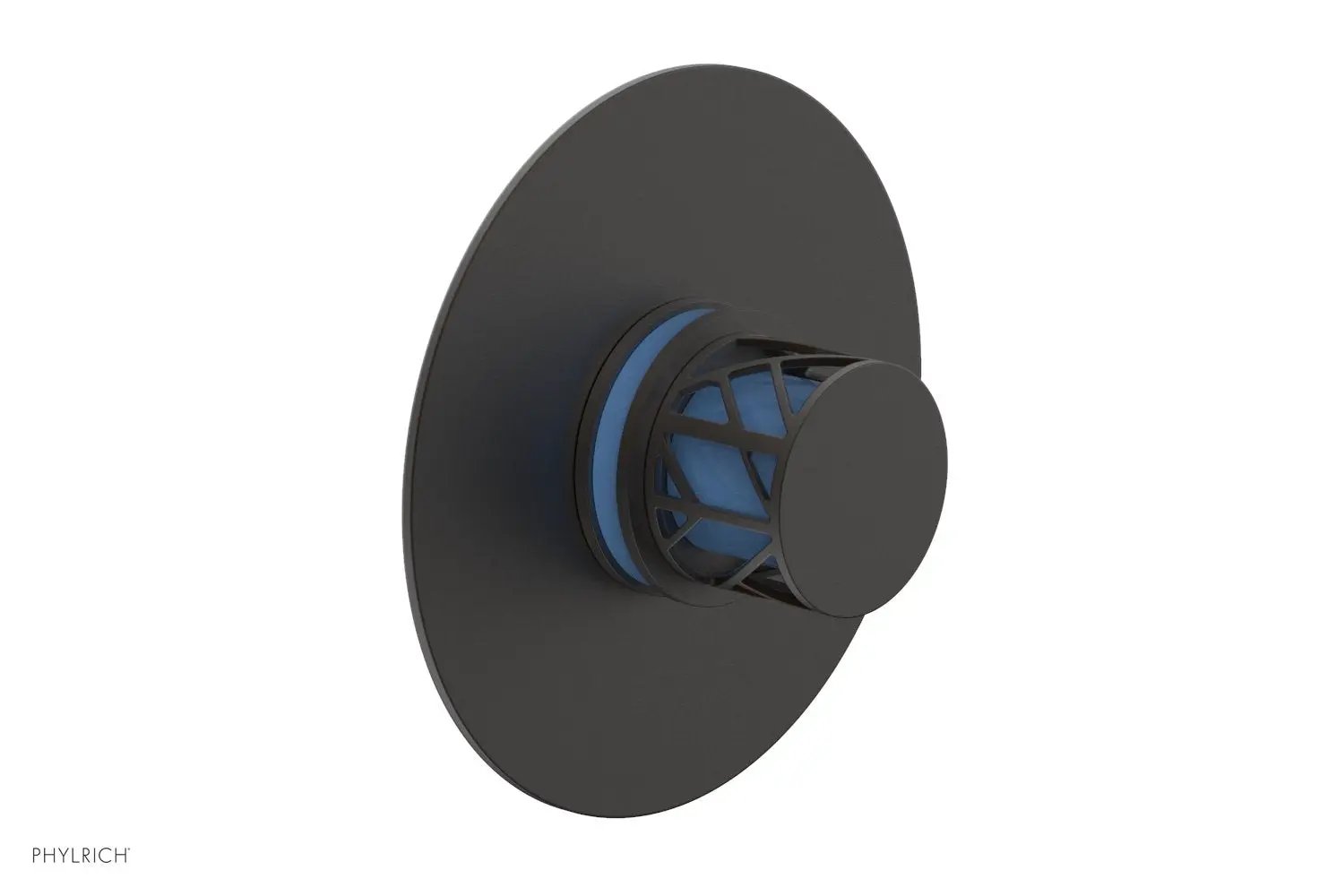 Phylrich JOLIE Thermostatic Shower Trim, Round Handle with "Light Blue" Accents by Phylrich