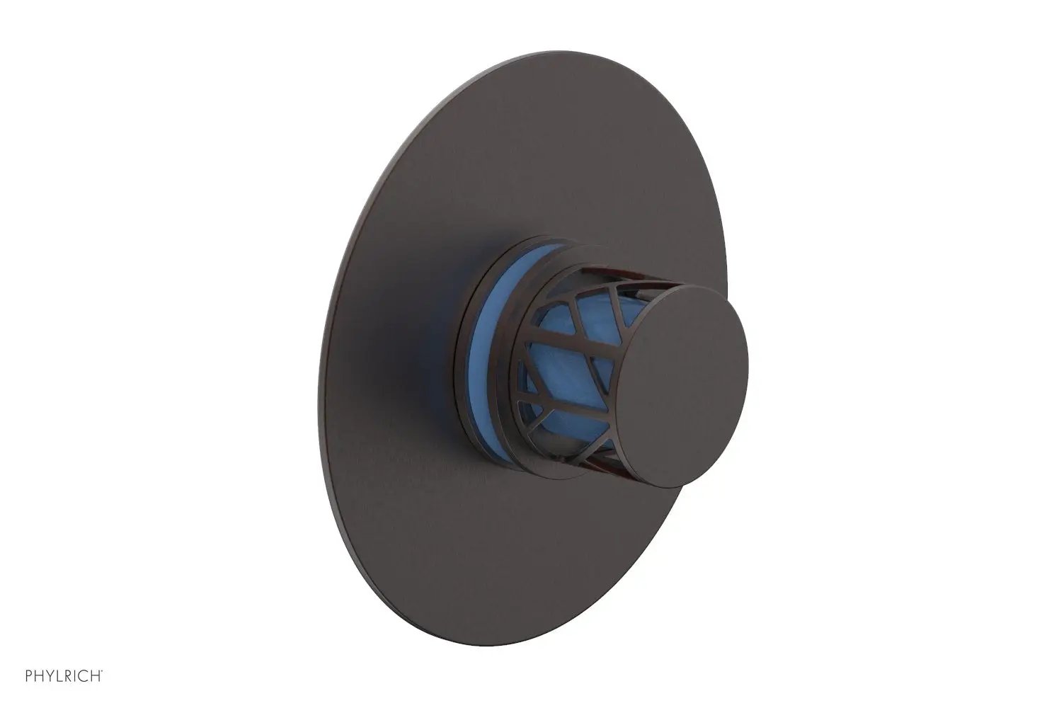 Phylrich JOLIE Pressure Balance Shower Plate & Handle Trim, Round Handle with "Light Blue" Accents by Phylrich
