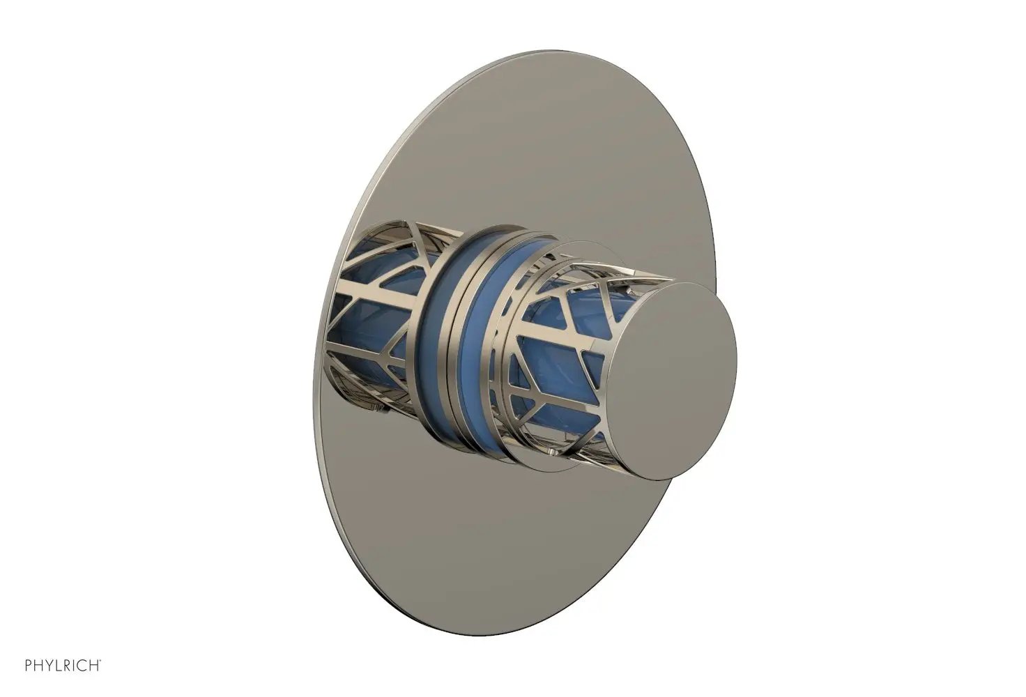 Phylrich JOLIE Thermostatic Shower Trim, Round Handle with "Light Blue" Accents by Phylrich