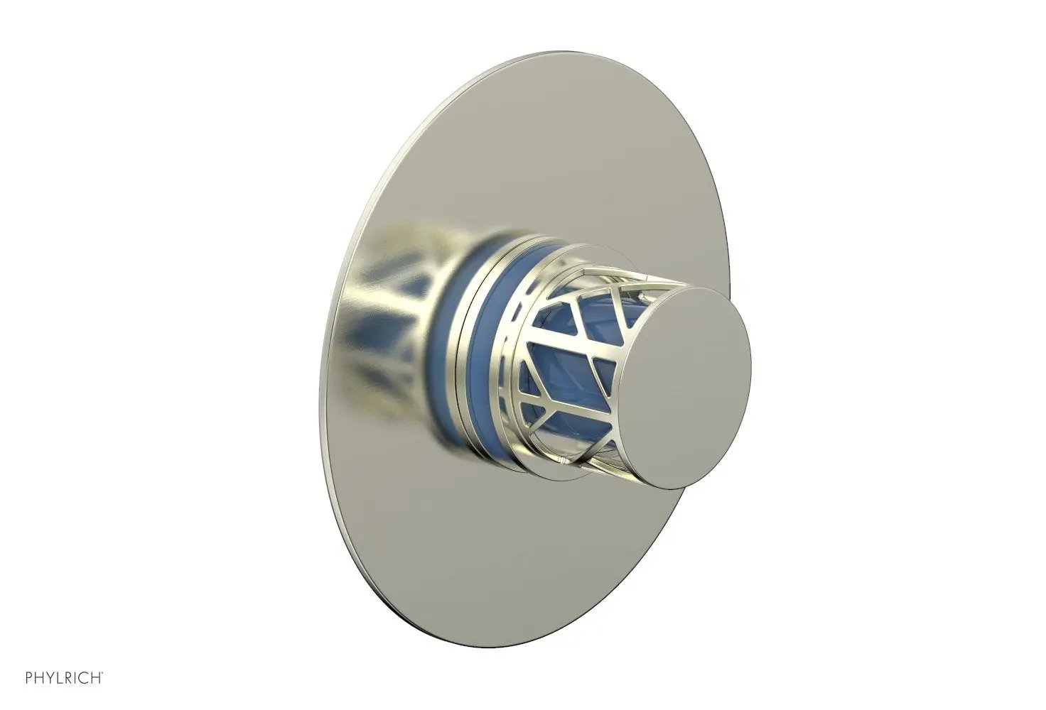 Phylrich JOLIE Thermostatic Shower Trim, Round Handle with "Light Blue" Accents by Phylrich