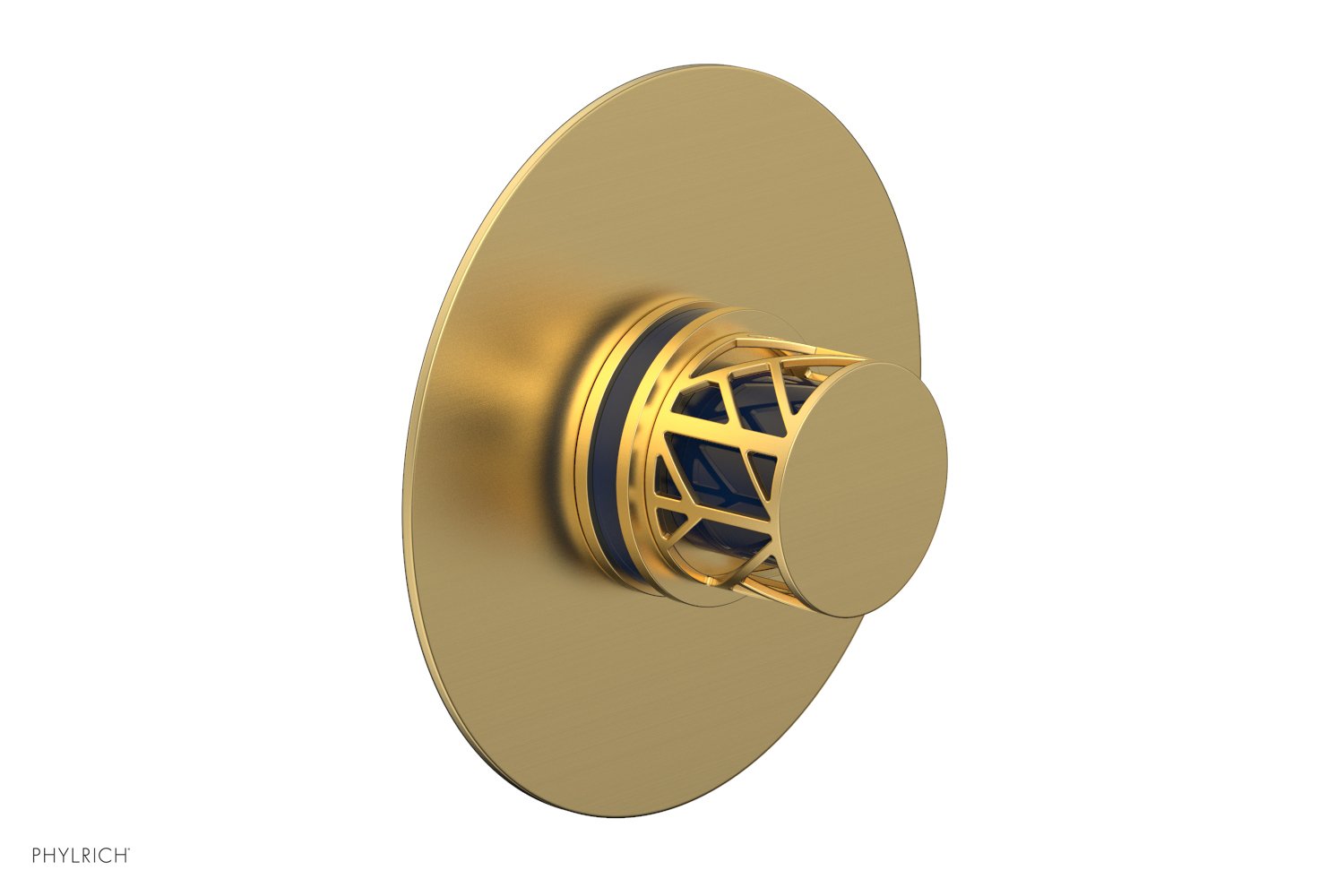 Phylrich JOLIE Pressure Balance Shower Plate & Handle Trim, Round Handle with "Navy Blue" Accents