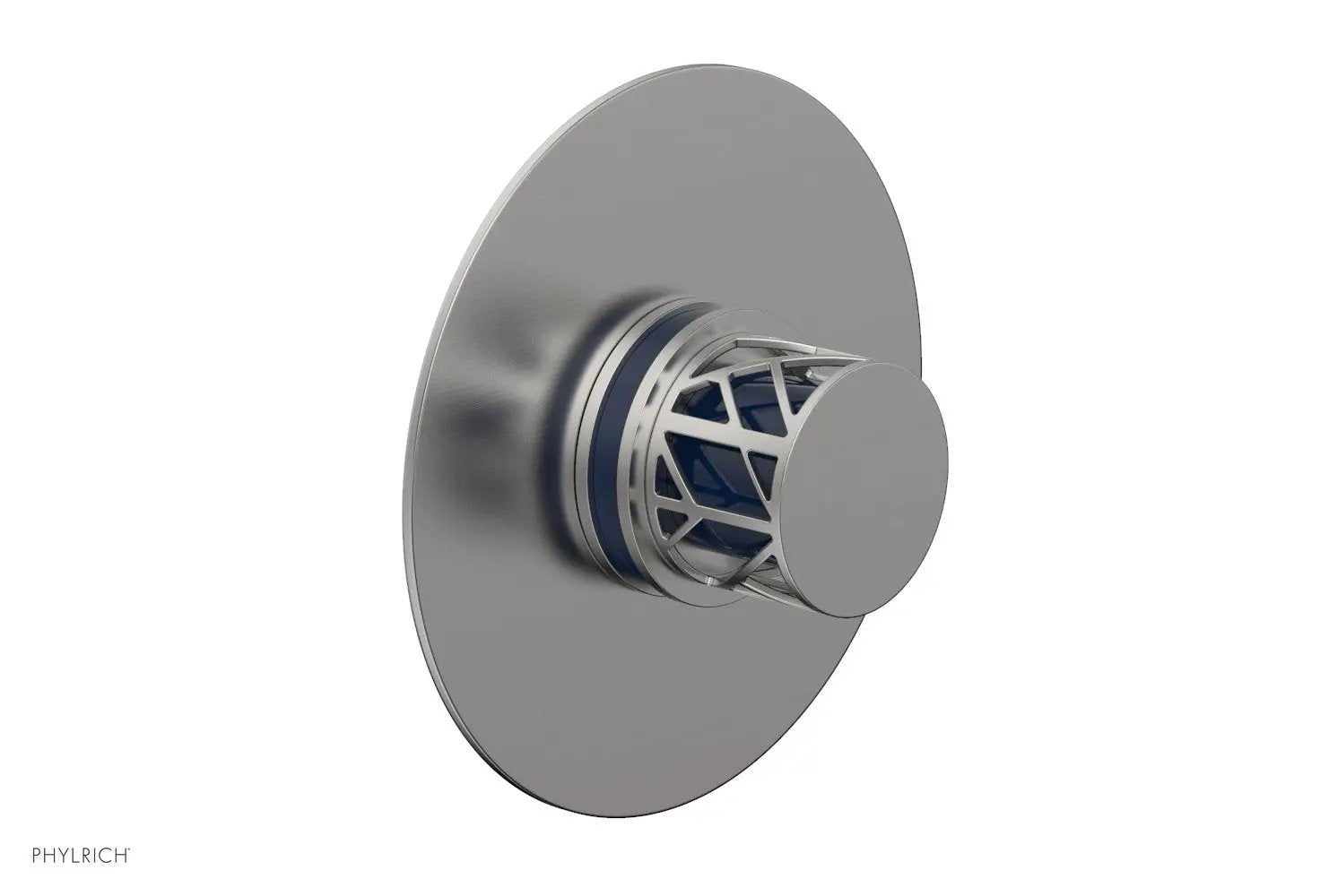 Phylrich JOLIE Pressure Balance Shower Plate & Handle Trim, Round Handle with "Navy Blue" Accents by Phylrich