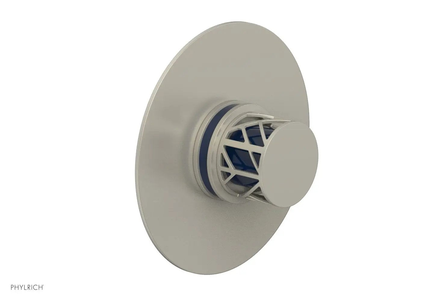 Phylrich JOLIE Thermostatic Shower Trim, Round Handle with "Navy Blue" Accents by Phylrich