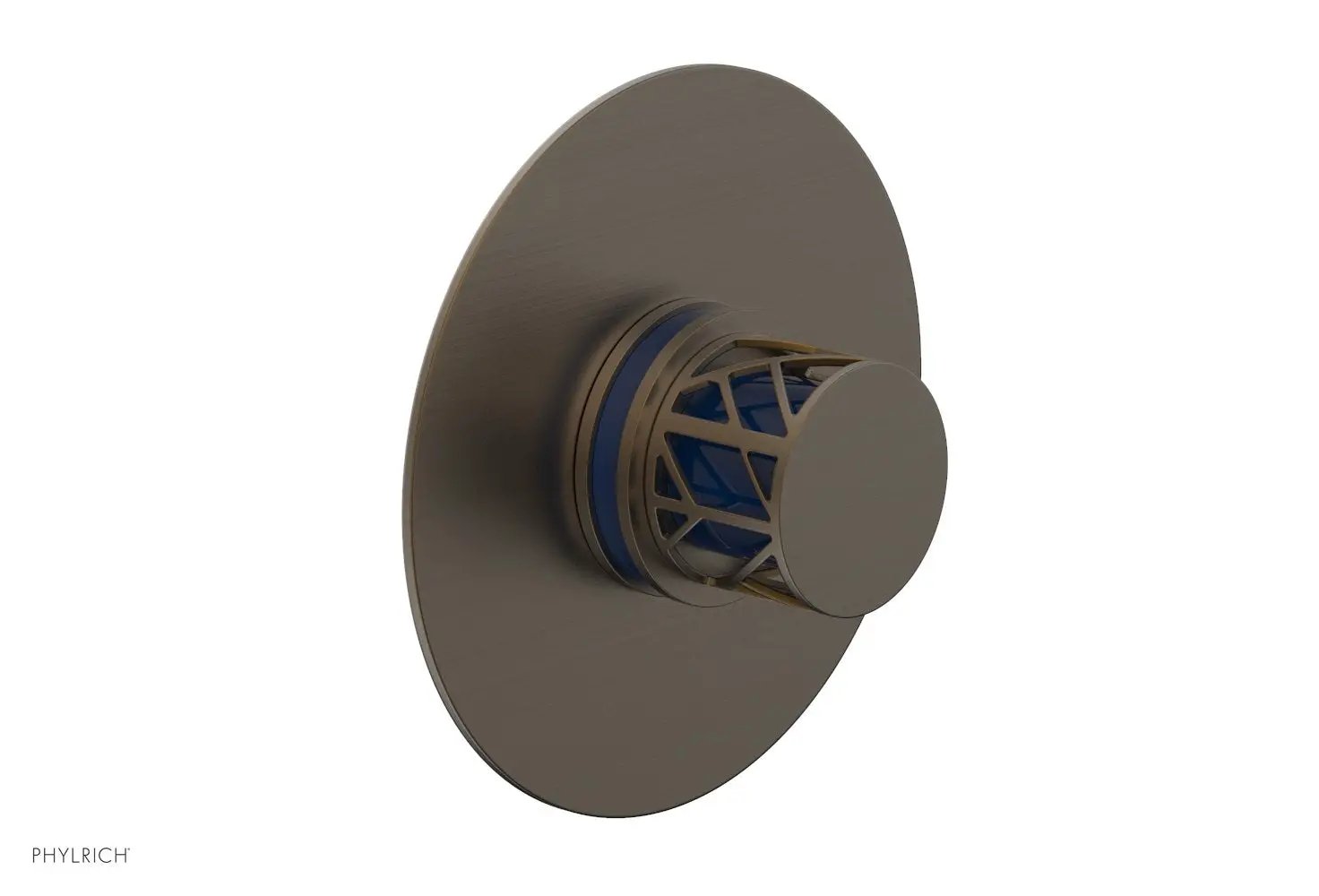 Phylrich JOLIE Pressure Balance Shower Plate & Handle Trim, Round Handle with "Navy Blue" Accents by Phylrich