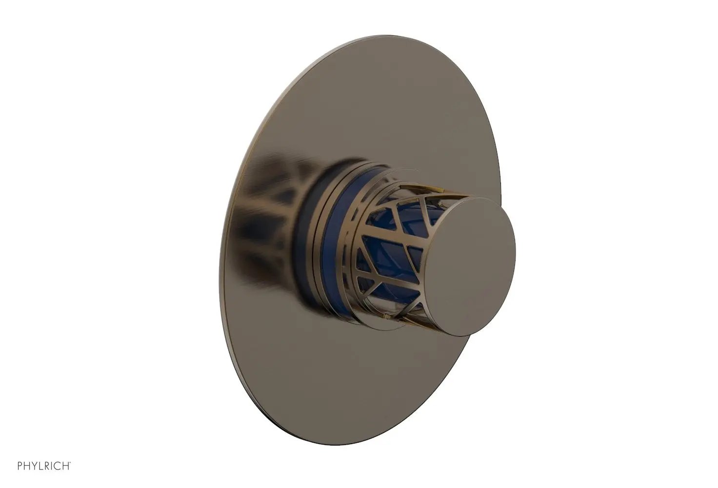 Phylrich JOLIE Thermostatic Shower Trim, Round Handle with "Navy Blue" Accents by Phylrich