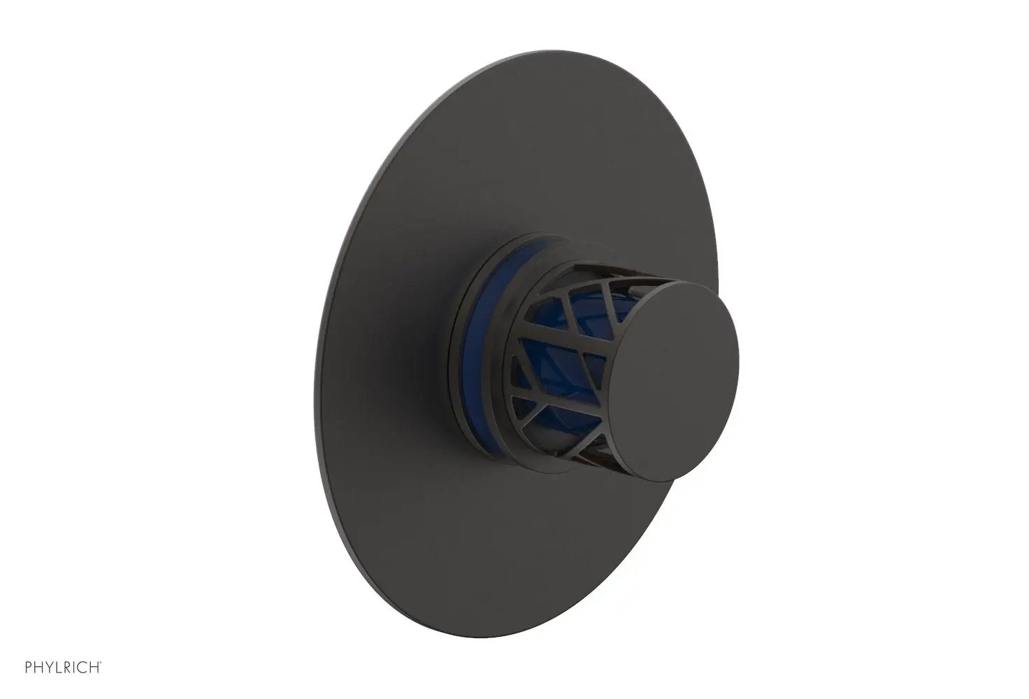 Phylrich JOLIE Pressure Balance Shower Plate & Handle Trim, Round Handle with "Navy Blue" Accents by Phylrich