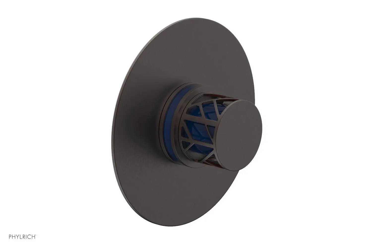 Phylrich JOLIE Thermostatic Shower Trim, Round Handle with "Navy Blue" Accents by Phylrich