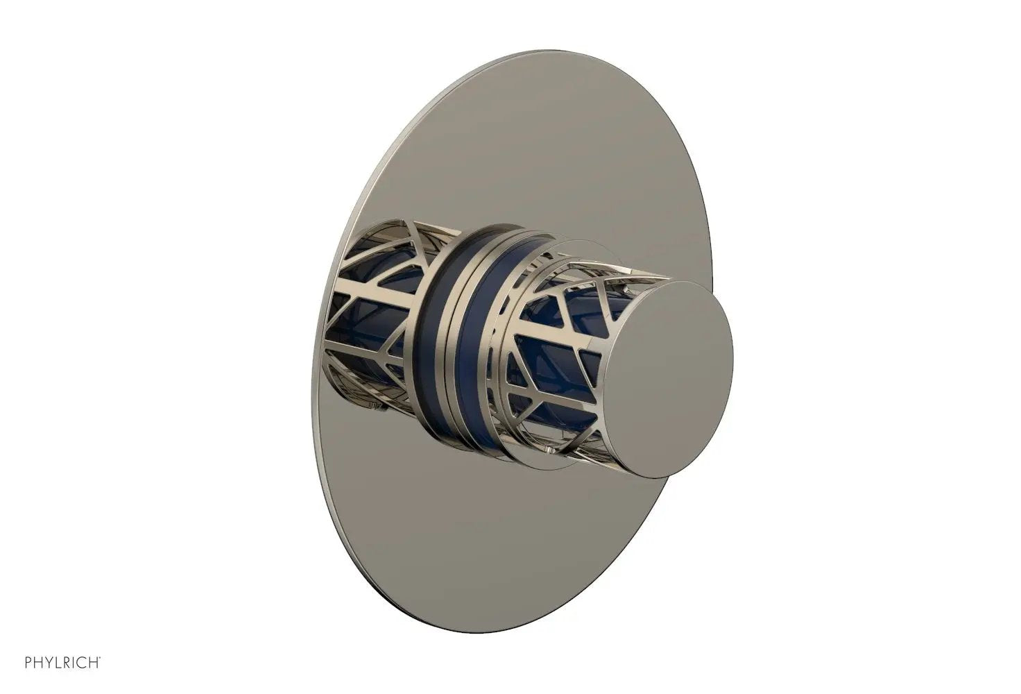 Phylrich JOLIE Thermostatic Shower Trim, Round Handle with "Navy Blue" Accents by Phylrich