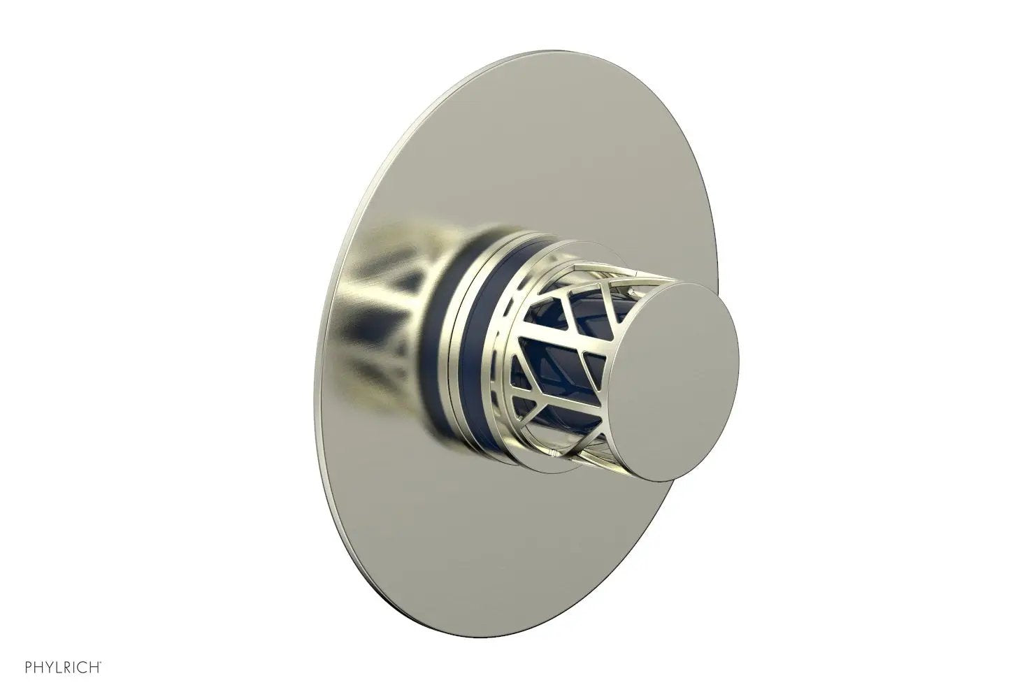 Phylrich JOLIE Thermostatic Shower Trim, Round Handle with "Navy Blue" Accents by Phylrich