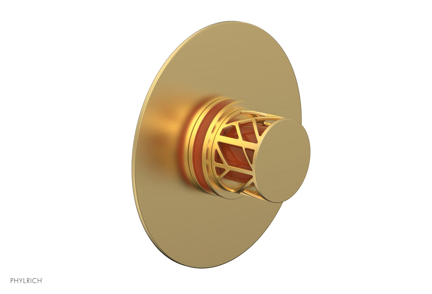 Phylrich JOLIE Pressure Balance Shower Plate & Handle Trim, Round Handle with "Orange" Accents