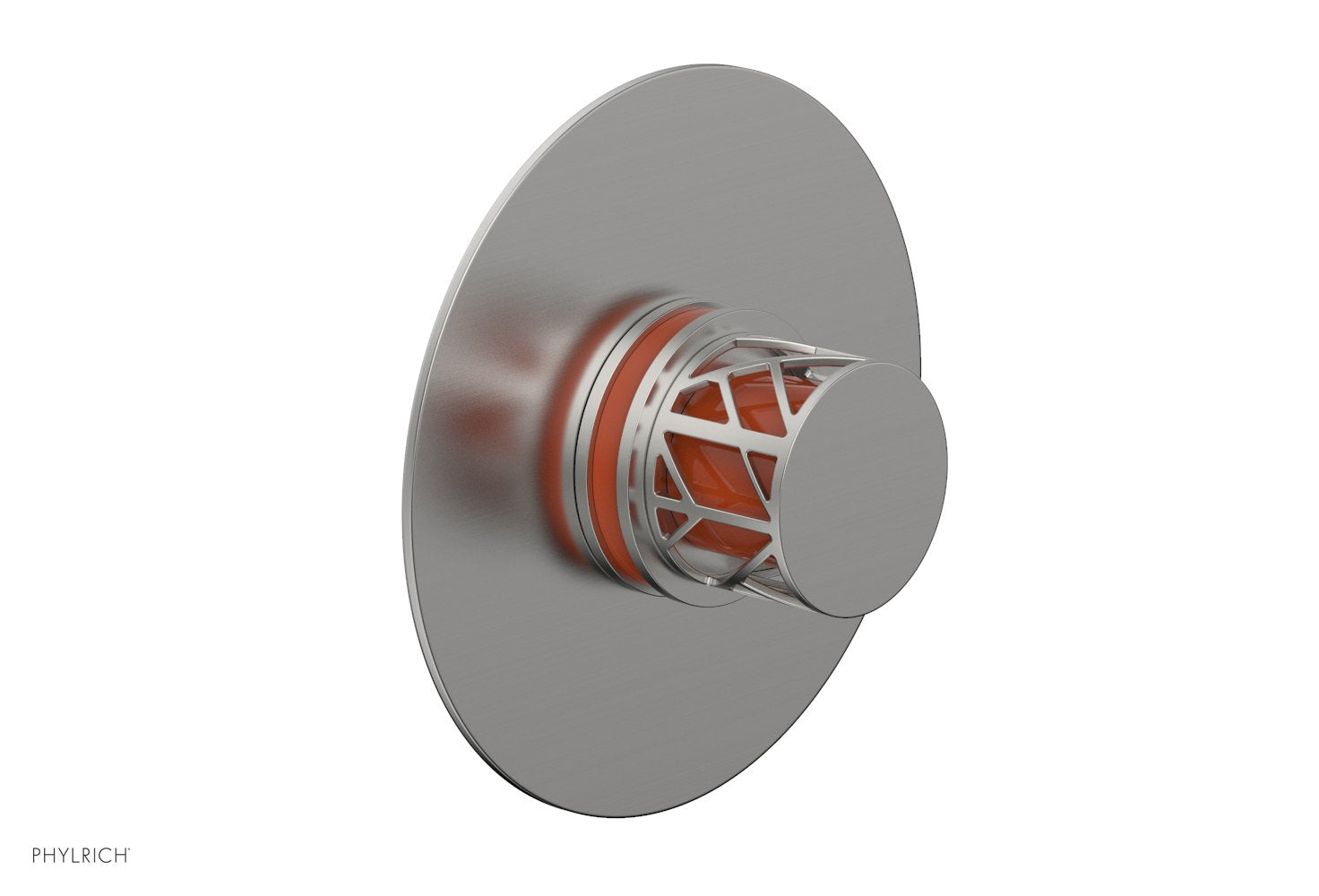Phylrich JOLIE Thermostatic Shower Trim, Round Handle with "Orange" Accents