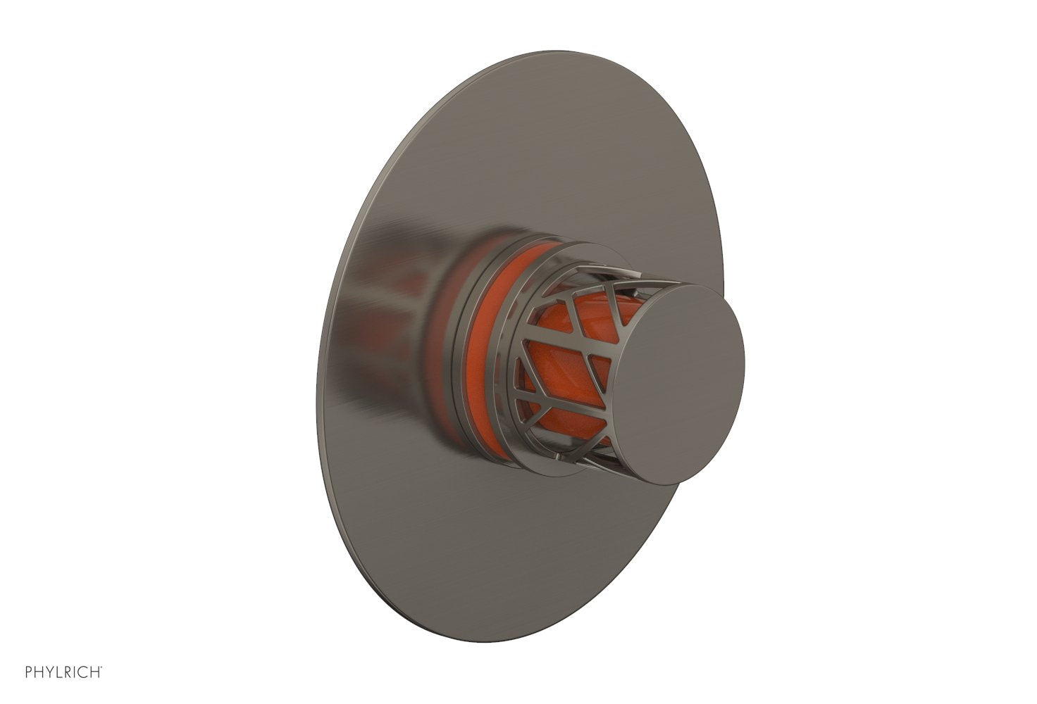 Phylrich JOLIE Thermostatic Shower Trim, Round Handle with "Orange" Accents