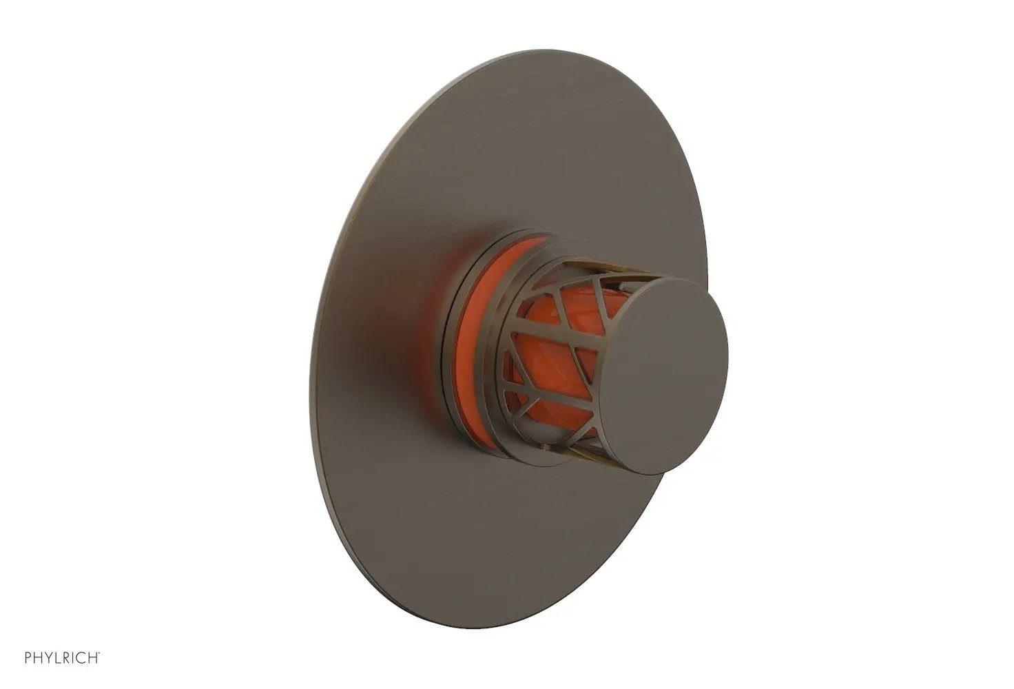 Phylrich JOLIE Pressure Balance Shower Plate & Handle Trim, Round Handle with "Orange" Accents by Phylrich