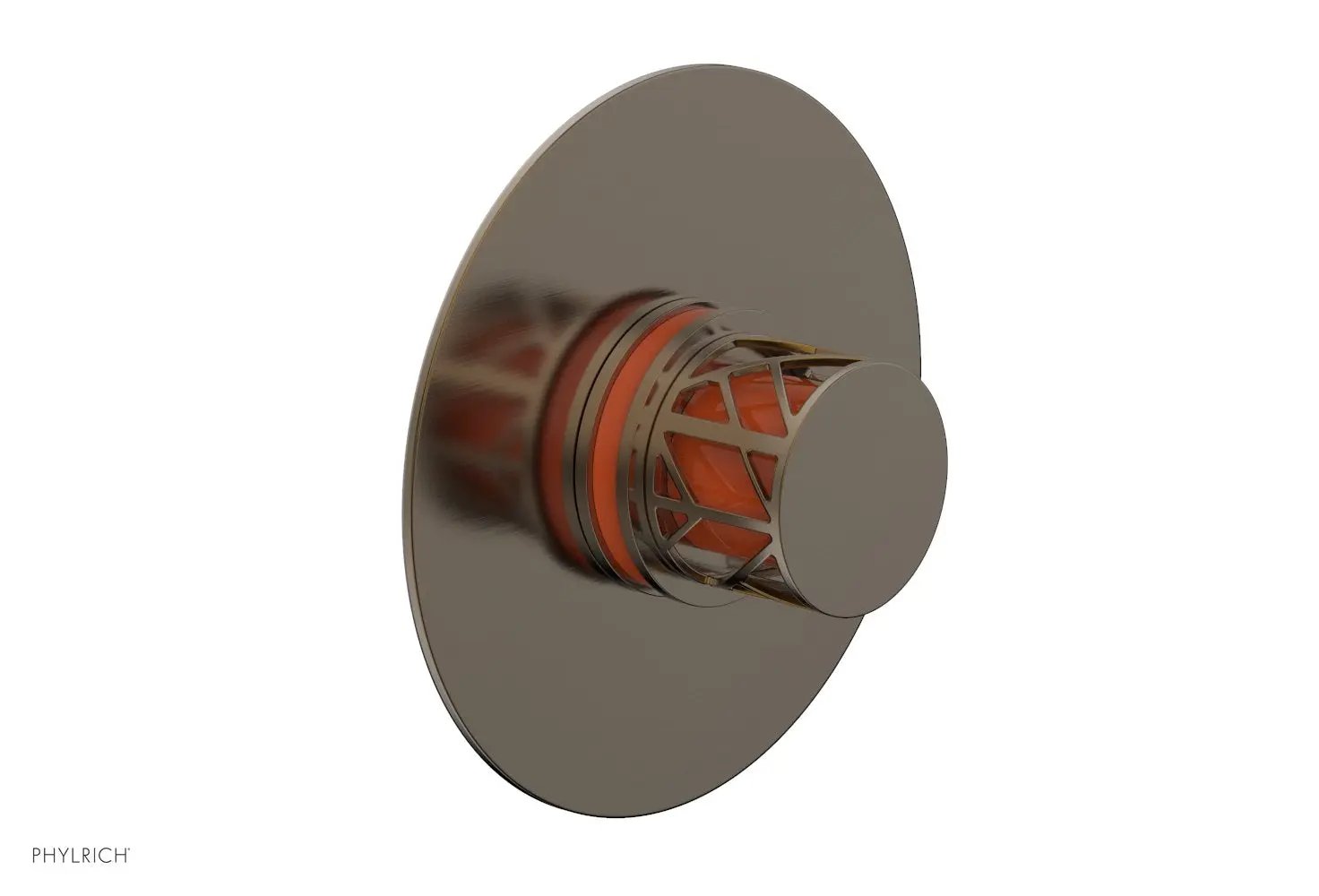 Phylrich JOLIE Thermostatic Shower Trim, Round Handle with "Orange" Accents by Phylrich
