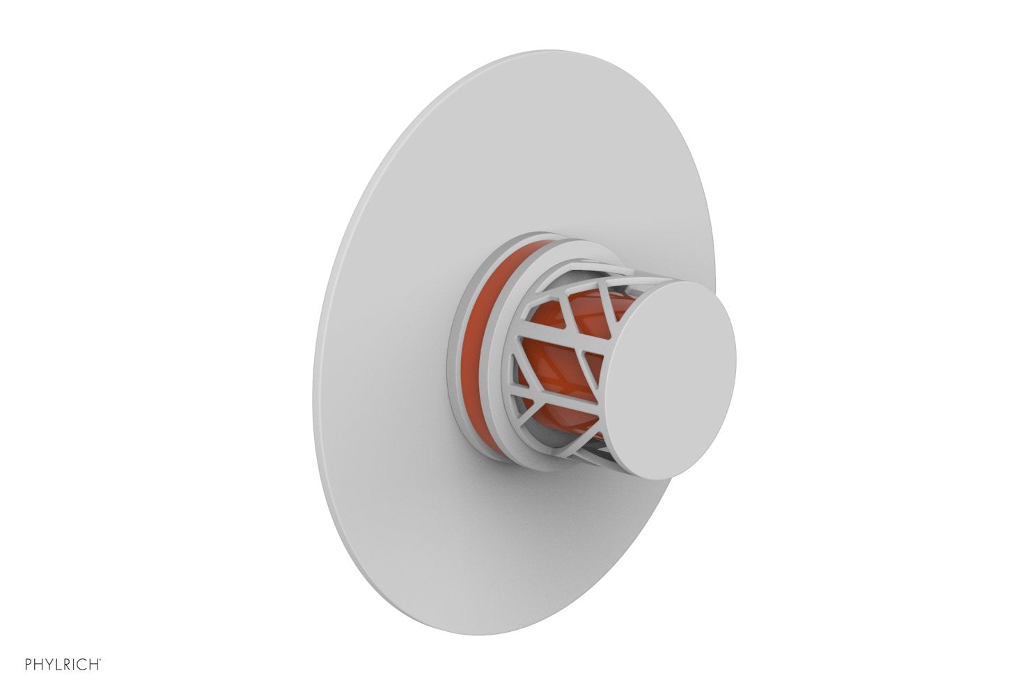 Phylrich JOLIE Pressure Balance Shower Plate & Handle Trim, Round Handle with "Orange" Accents