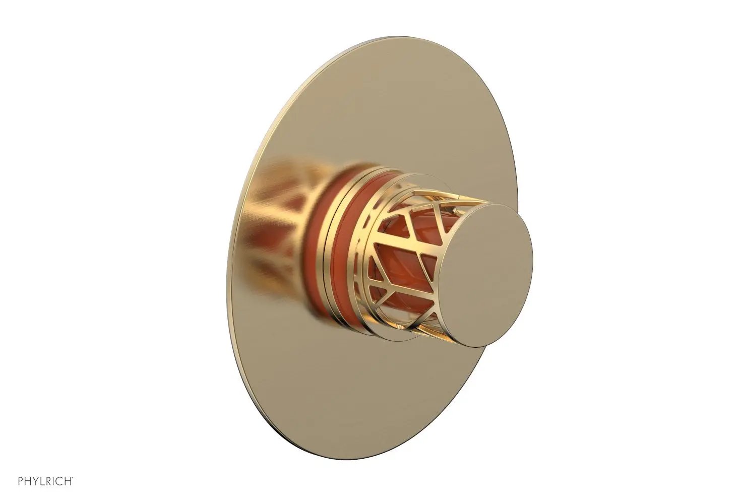 Phylrich JOLIE Pressure Balance Shower Plate & Handle Trim, Round Handle with "Orange" Accents by Phylrich