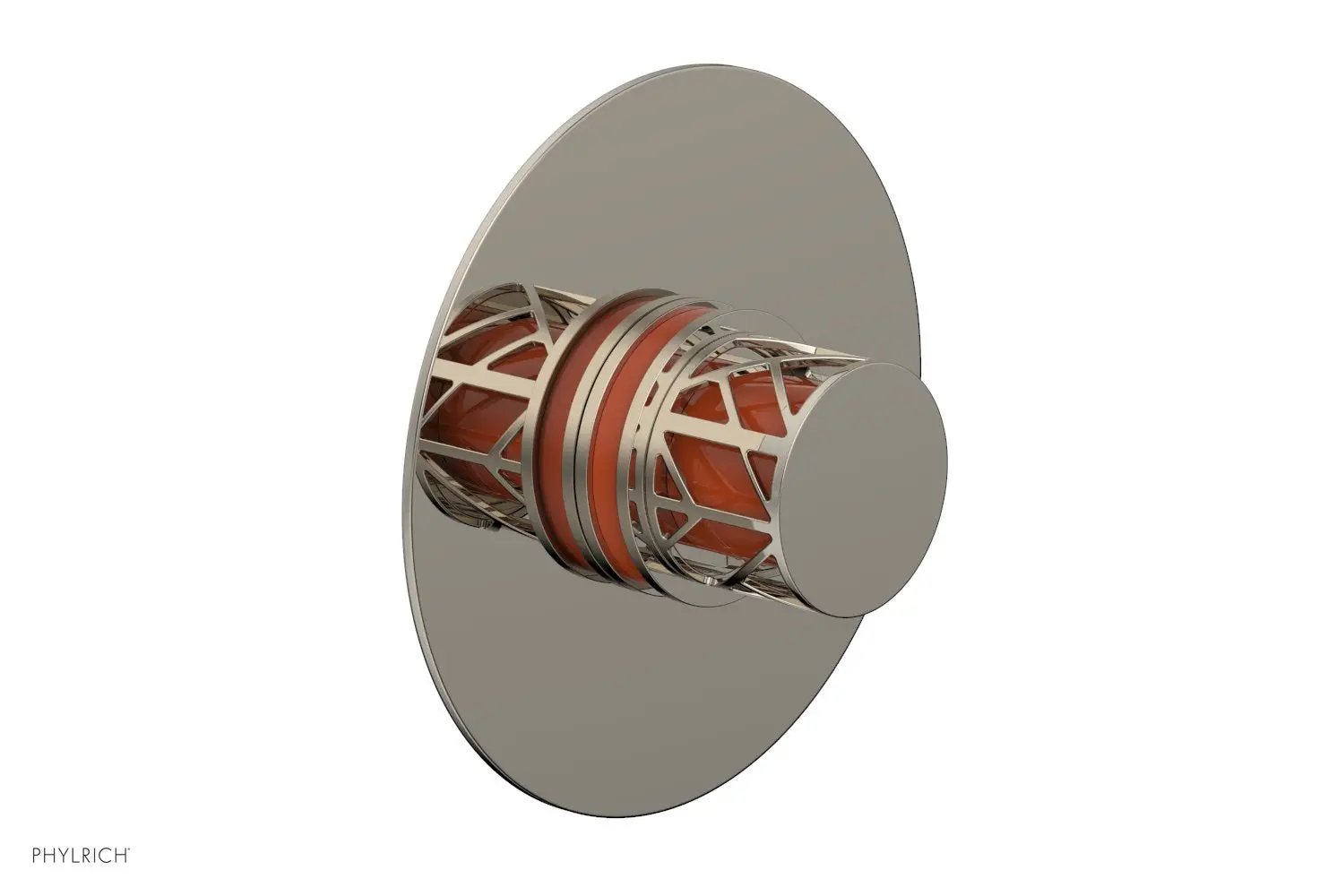 Phylrich JOLIE Thermostatic Shower Trim, Round Handle with "Orange" Accents by Phylrich