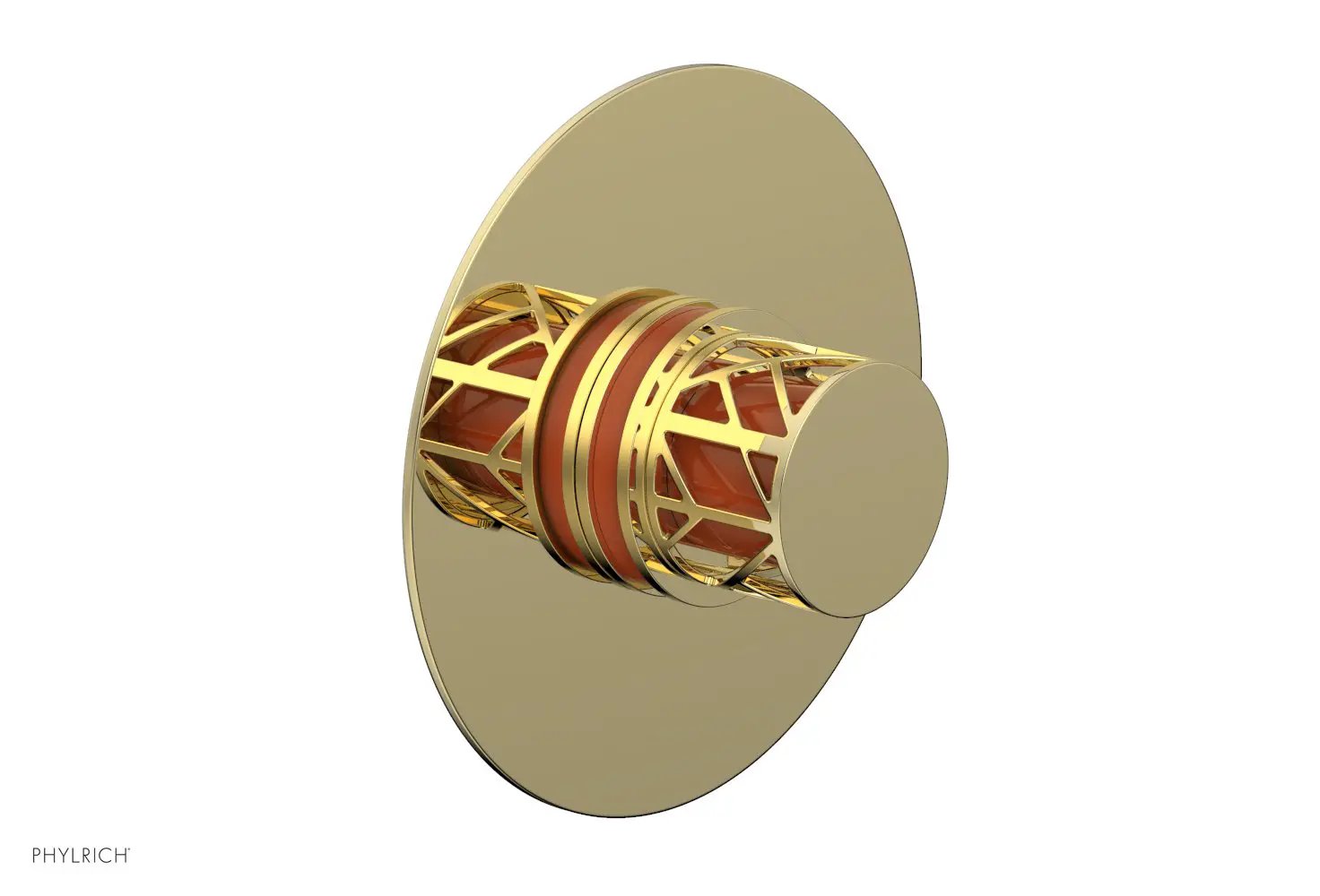 Phylrich JOLIE Pressure Balance Shower Plate & Handle Trim, Round Handle with "Orange" Accents by Phylrich
