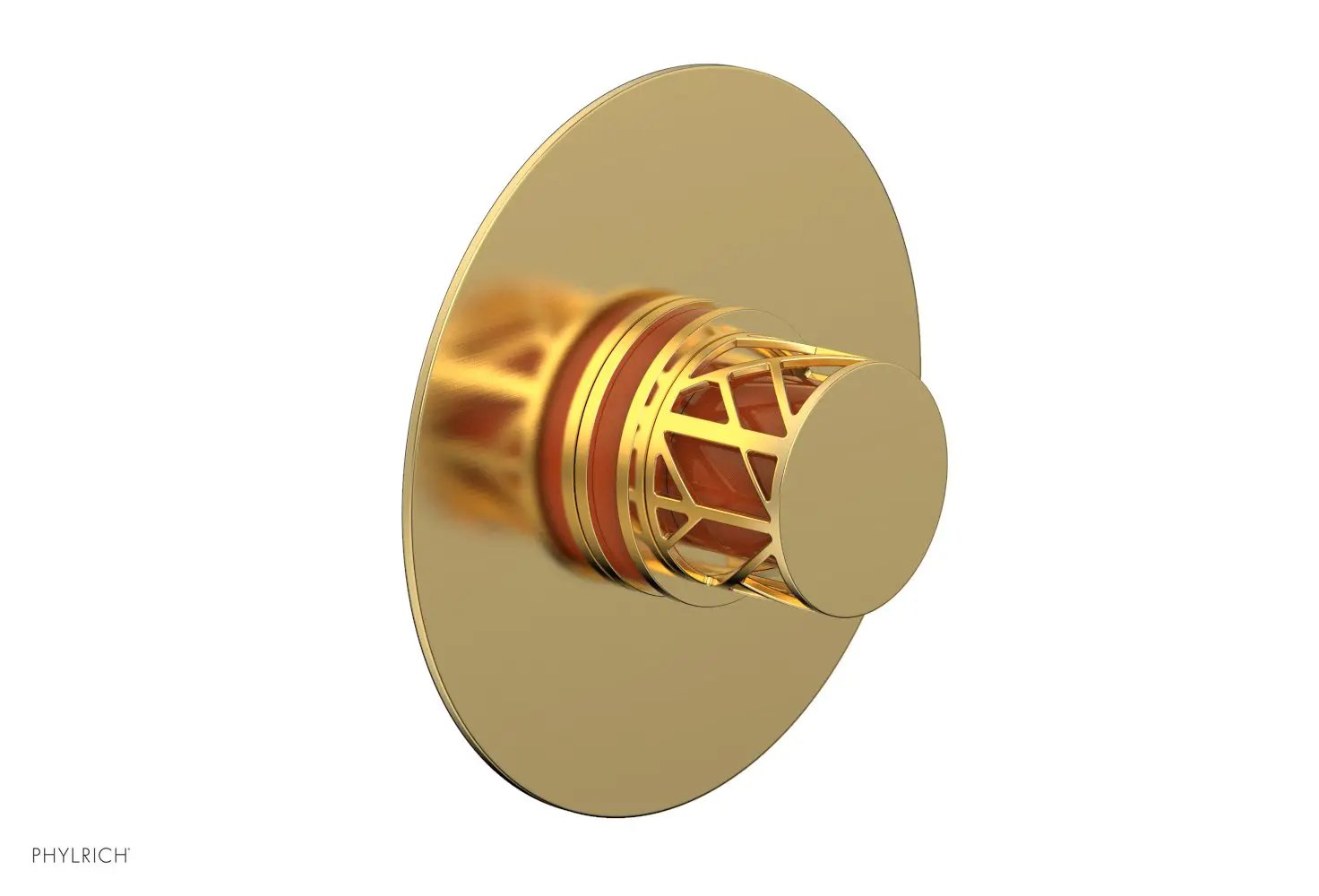 Phylrich JOLIE Thermostatic Shower Trim, Round Handle with "Orange" Accents by Phylrich