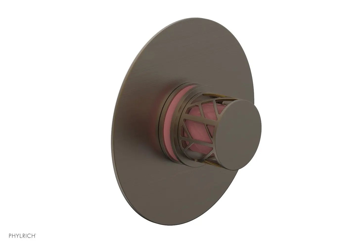 Phylrich JOLIE Pressure Balance Shower Plate & Handle Trim, Round Handle with "Pink" Accents by Phylrich
