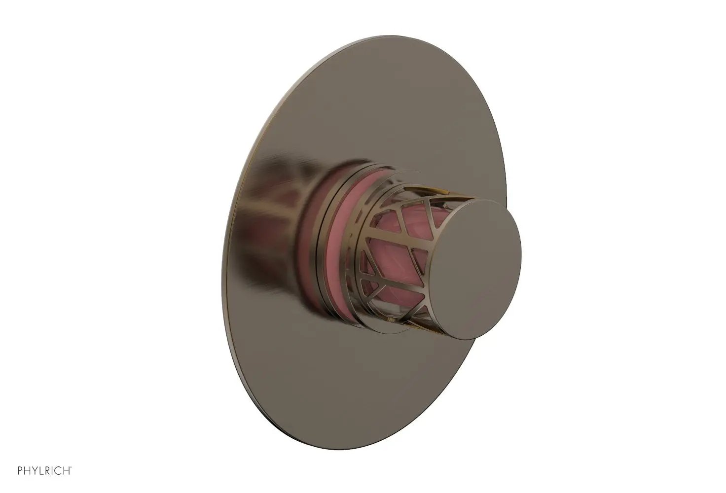 Phylrich JOLIE Pressure Balance Shower Plate & Handle Trim, Round Handle with "Pink" Accents by Phylrich