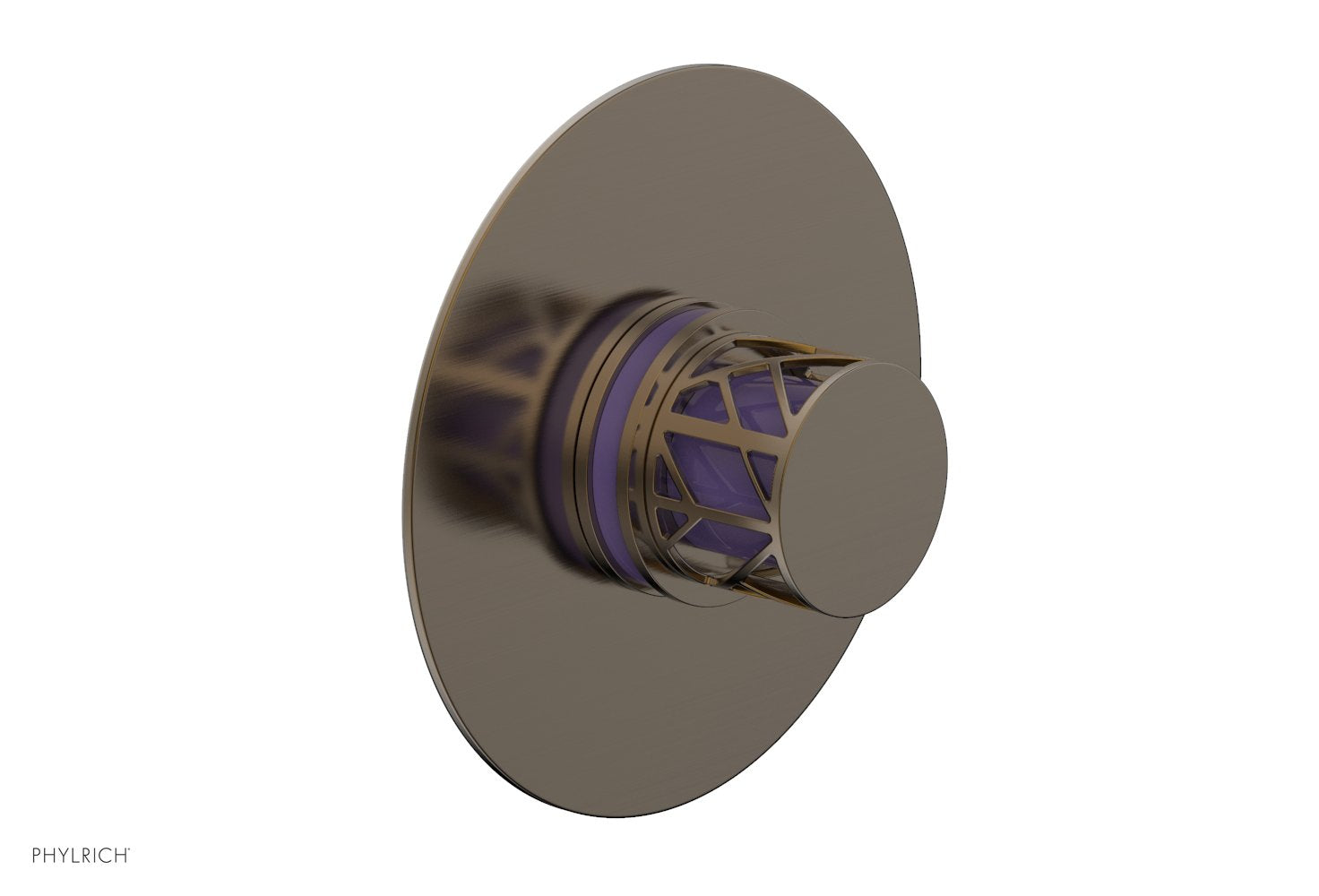 Phylrich JOLIE Thermostatic Shower Trim, Round Handle with "Purple" Accents