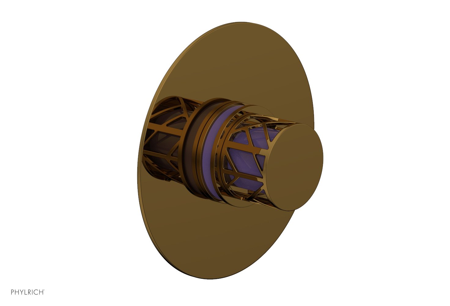 Phylrich JOLIE Thermostatic Shower Trim, Round Handle with "Purple" Accents