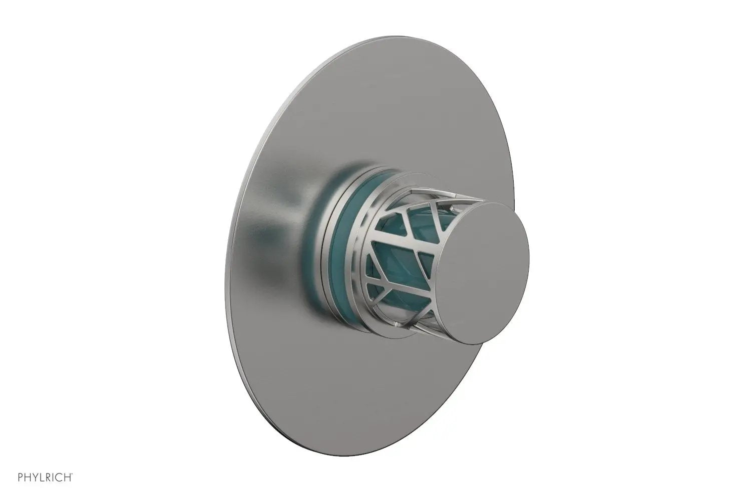 Phylrich JOLIE Pressure Balance Shower Plate & Handle Trim, Round Handle with "Turquoise" Accents by Phylrich
