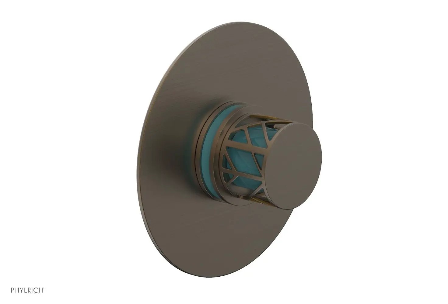 Phylrich JOLIE Thermostatic Shower Trim, Round Handle with "Turquoise" Accents by Phylrich