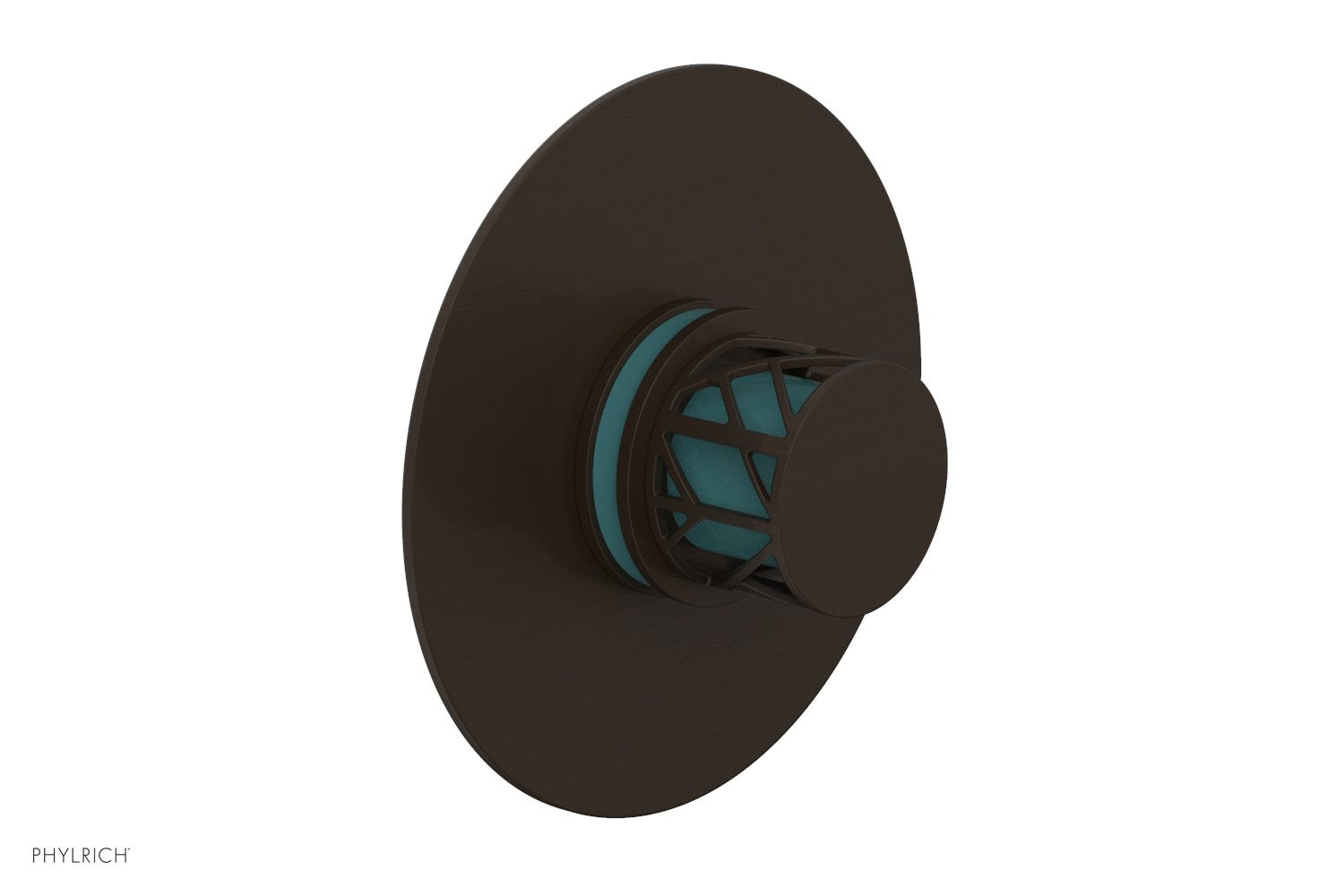 Phylrich JOLIE Pressure Balance Shower Plate & Handle Trim, Round Handle with "Turquoise" Accents