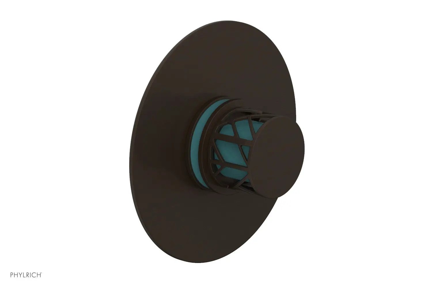 Phylrich JOLIE Pressure Balance Shower Plate & Handle Trim, Round Handle with "Turquoise" Accents by Phylrich