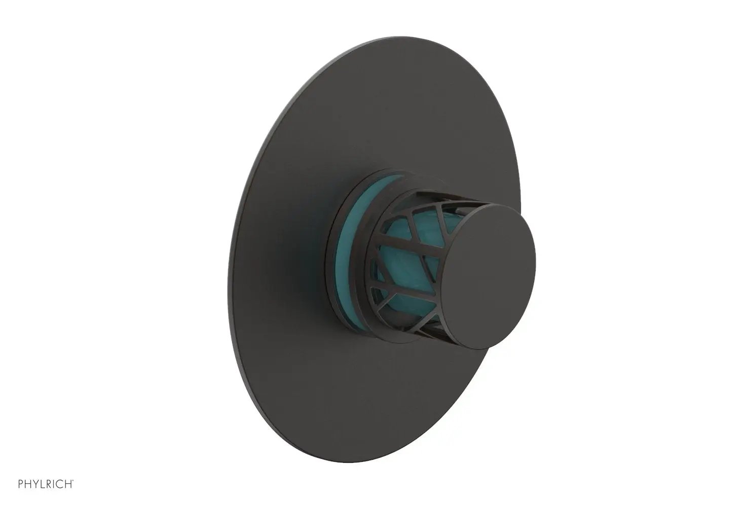 Phylrich JOLIE Thermostatic Shower Trim, Round Handle with "Turquoise" Accents by Phylrich